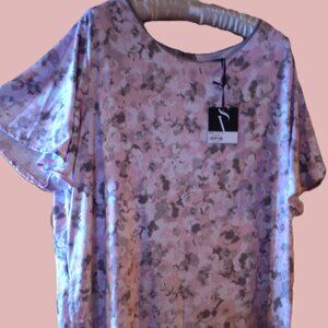 NWT! XL VERA WANG Nightgown/Nightshirt Pink/Gray/White Floral Design